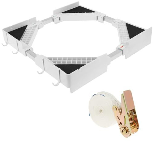 BAODBF Juego de montaje apilable para lavadora y secadora, con cuerda de carraca, marco intermedio para lavadora de 50 a 70 cm, para lavadoras y secadoras, kit apilable para lavandería