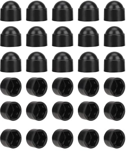Lot de 30 cache-écrous et boulons en plastique M10 - Étanches et anti-poussière - Pour vis hexagonales mécaniques et valves - Clé de 17 mm - Noir