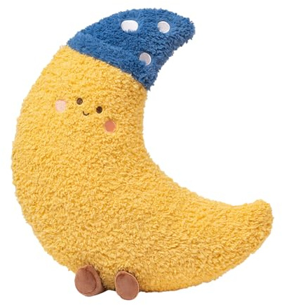 Quorvex Kissen - Mond Plüsch | Ergonomisches Kissen mit waschbarem Bezug für Körperstütze Schlafen Reisen Baby Frauen Schwangerschaft Nackenkomfort