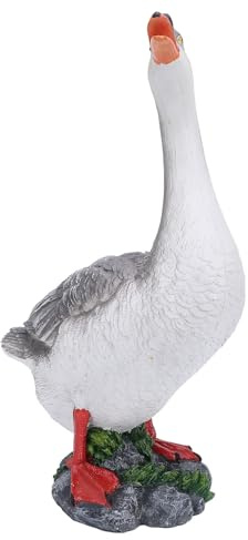 ZYLARUM Realistic Synthetic Goose Garden Statue | Lifelike Cute Sculpture for Flowerbeds/Fountains/Balconies | Outdoor & Indoor Decor | Unique Present Idea (Left Side Stance)