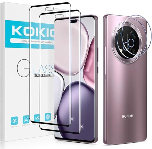Kokio Verre Trempé pour Honor Magic 7 Lite 5G, 2+2 Pièces 3D Protection D'écran Film et Caméra Arrière Protecteur, 9H Dureté, Anti-Rayures, Sans Bulles, HD Transparent