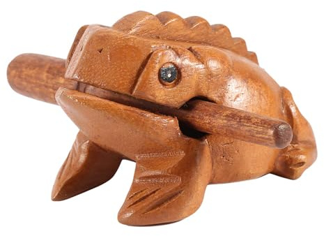 Thailand Traditional Craft Wooden Lucky Frog Croaking Musical Instrument, Hand Carved Wood Frog with Realistic Sound, Thailand Good Luck Charm for Home Office Decor, Perfect Gift f (No. 3 10.6CM)