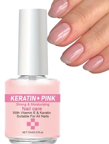 Nail Strengthener, Nail Hardener for Weak Nails, Quick Dry Smoothing Nail Strengthener for Damaged Nails & Nail Growth Support, Keratin Nail Care with Vitamin E, 15ml