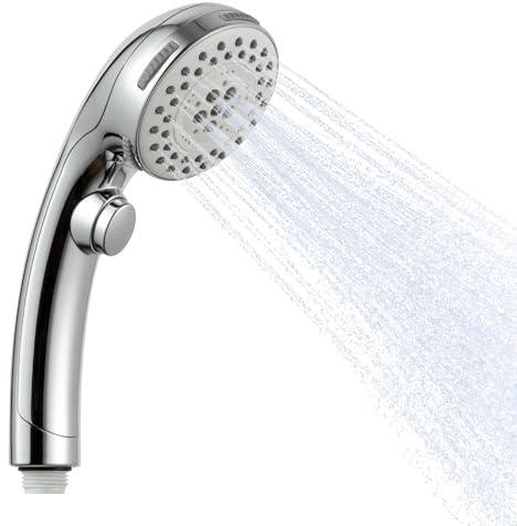OFFO 5 Mode High Pressure Shower Head with Stop Button, Water Saving Handheld with Powerful Boosting Spray, Chrom