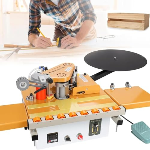LSBHPPD Encoladora de Cantos Automática Portátil con Pedal, Funcionamiento para Bordes Curvos y Rectos,Control Inteligente de Temperatura,Capacidad de Adhesivo 1000ml B