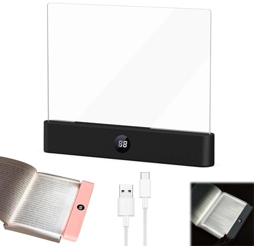 Utensy Leselampe Buch, Smart LED Panel Booklight mit 3 Farben und Timer, USB Buchlampe für Nachtlesen im Bett, Multifunktionale Buchlampe auch als Nachttischlampe und Nachtlicht (Schwarz)
