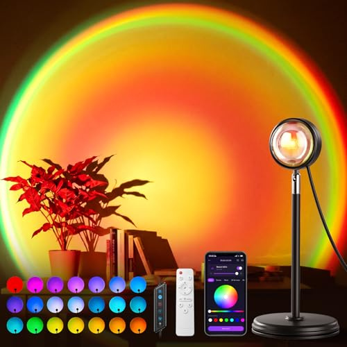 EVELLHPP Sunset Lamp Projector,Multicolor Changing with USB Port,Switch Button and APP Control,Sunset Light 180°Rotation for Room Decor,Sunset Lamp for Bedroom,Photography Party,Tiktok Live
