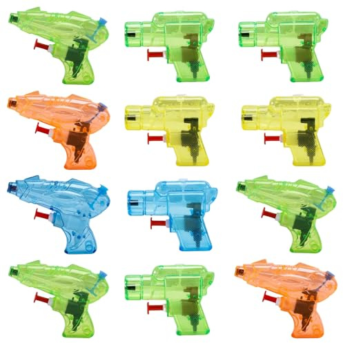 12 Pezzi Pistole ad Acqua per Bambini, Mini Pistola Acqua Trasparente, Giochi d'Acqua Estivi per Piscina e Spiaggia, Ideali come Regalini Fine Festa Compleanno e Gadget per Feste - Colori Assortiti