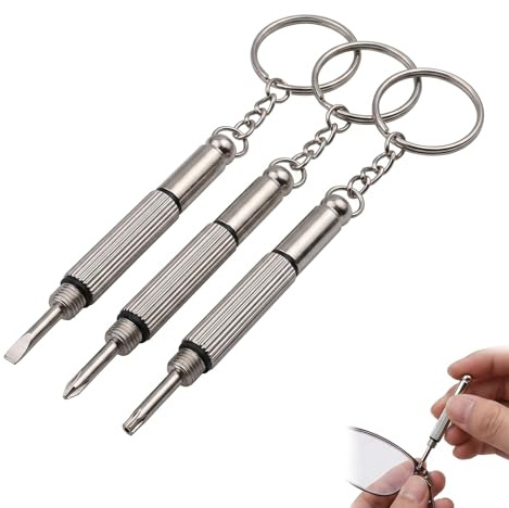 Juego de 3 Destornilladores de Precisión 3 en 1 para Gafas y Relojes, Mini Destornillador Relojero de Metal con Puntas Plana, Estrella y Hexagonal, Kit de Herramientas para Reparación