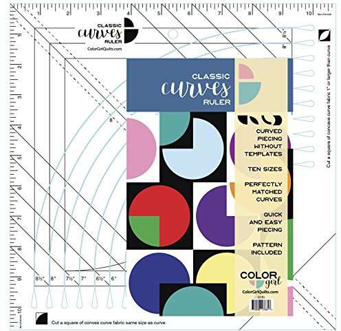 Color Girl Quilts Klassisch Kurven-Lineal, Kunststoff, Metall, Mehrfarbig, 28 cm