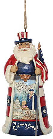Enesco Jim Shore Heartwood Creek American Santa Hanging Ornament, 11,4 cm, Steinharz, Weihnachten