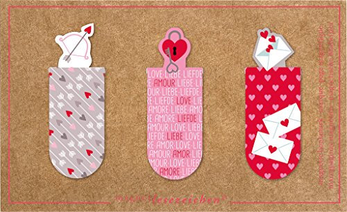 moses. 31138 Magnetlesezeichen Liebe 3er Set, magnetisches Lesezeichen, charmant illustriert