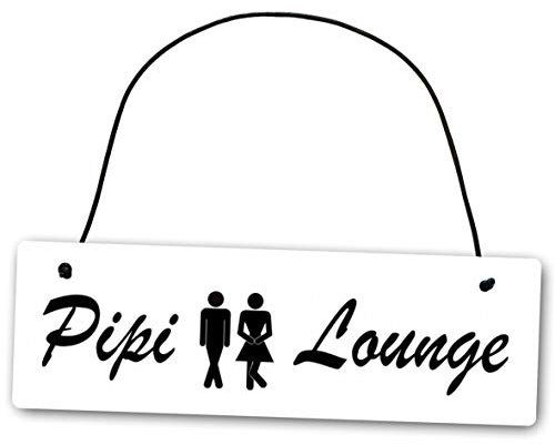Homeyourself Metallschild PIPI Lounge 25 x 8 cm aus Alu Verbund (Alu, Kunststoff) für In- und Outdoor Deko Schild Dekoschild Wandschild außen und innen