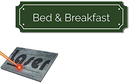 Mygoodprice Schild mit Gravur, selbstklebend, 14,5 x 4 cm, Motiv Bed & Breakfast auf grünem Hintergrund