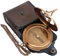 Hanzla Collection Messing-Sonnenuhr-Kompass mit Lederetui und Kette, Push-Offen-Kompass, Steampunk-Zubehör, schönes handgefertigtes Geschenk, nautische Sonnenuhr