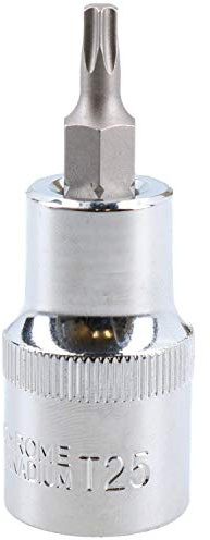 T25 Male Torx Bit Star Socket 1/2 Drive Standard Internal Chrome Vanadium Steel
