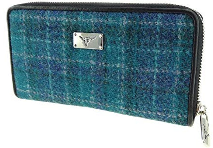 Harris Tweed Glen Appin Large Zip Purse LB2100 Staffa Sea Blue, ozeanblau, L, Klassisch