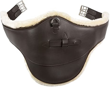 HORZE Atlanta Stollenschutz-Sattelgurt Mit Fleecefutter, Sattelgurt, Künstliches Lammfell, Größe 40-150 cm, Braun, Schwarz, Braun, 120