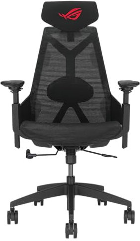 ASUS ROG Destrier Ergo Core Gaming Chair (ergonomischer Gaming Stuhl, 360 Grad Armstützen mit bis zu 14cm Höhe für Mobile Gaming, Nylonrahmen, Mesh, verstellbare Lendenwirbelstütze und Kopfstütze)