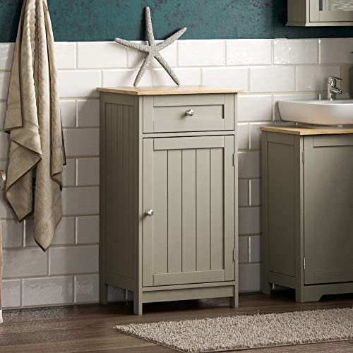 Bath Vida Priano Armoire de salle de bain à 1 porte et 1 tiroir Gris, Bois d'ingénierie, Grey Bathroom 1 Door 1 Drawer Cabinet