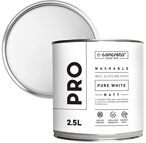 e-concreto Peinture intérieure Blanc pour murs et plafonds, Blanc 2,5L