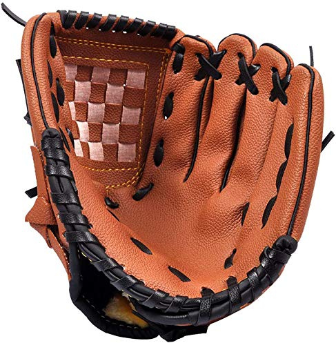 ZYYRSS Gant de Baseball pour Enfants/Jeunes/Adultes, Gants de Softball, Gants de frappeur de Sport Gant en Cuir PU Main Gauche, Lancer à Droite (Marron, 10,5 Pouces)