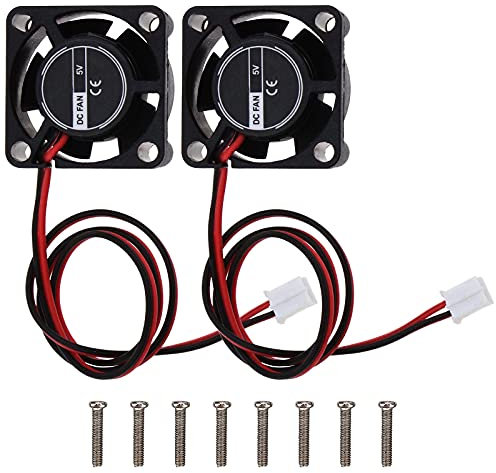 EMSea Juego de 2 ventiladores de refrigeración sin escobillas para impresora 3D de bajo ruido, carcasa de computadora CC 5 V 0,15 A mini 10000 rpm, 25 x 25 x 10 mm con tornillo M3