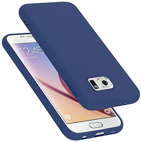 Cadorabo Hülle kompatibel mit Samsung Galaxy S6 Hülle Silikon Handyhülle für Galaxy S6 Case aus flüssigem Silikon- Kratzfeste und stoßfeste dünne TPU Schutzhülle - Liquid BLAU