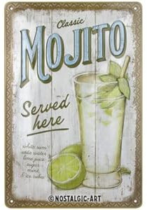 Nostalgic-Art Retro Blechschild, 20 x 30 cm, Mojito Served Here – Geschenk-Idee als Bar-Zubehör, aus Metall, Vintage Design, Blechschilder Sprüche