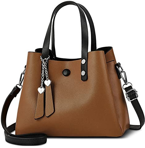 DORRISO Damen Handtasche Mode Ornamente Umhängetasche Abnehmbarem Schulterriemen Reisen Casual Elegantes Top Griff Design Tasche für FrauenKhaki A