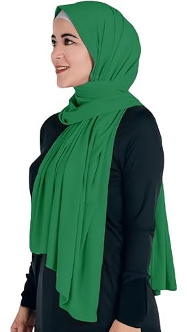 Maxi Hijab Jersey Premium, Kopftuch Schal Turban für Muslimische Frauen (Grün)
