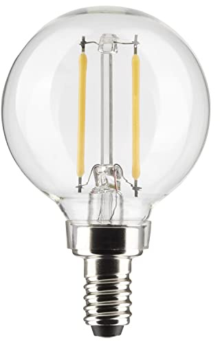 Satco S21200 3W G16.5 LED Filament Lamp, Clear, Candelabra Base, 2700K Warm White, 200 Lumens, 120V, 25W Incandescent Equivalent, Wet Location, 90 CRI, Dimmable, cULus
