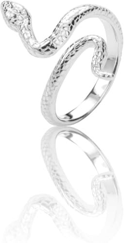 Schlangenring 925 Sterling Silber – Verstellbarer Schlangenring – Schlangenmotiv-Ring – Detailreiches Schlangendesign – Offener Ring (Sterlingsilber)