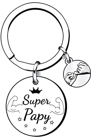 VZIUYTRE Porte-clés Papi je t'aime - cadeau papy accessoire homme - cadeau fête des grands pères et fête des pères -porte clefs personnalisable famille cadeau homme anniversaire Noël naissance (3) (1)