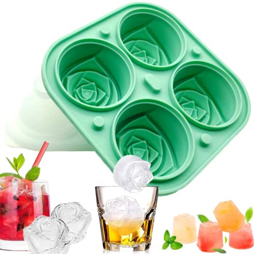 Orapink Ice Cube Trays Set,3D Rose Ice Cube Mould Silicone Ice Cube Mould,2.5 Inch Large Rose Ice Cube Trays for Chilled Drinks,Whiskey & Cocktails Easy Release