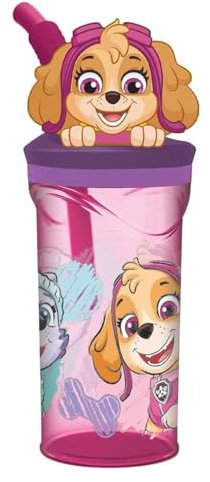 ALMACENESADAN, 4915. Gobelet figurine 3D avec canne réutilisable Paw Girl, patrouille, skye, capacité 360 ml, produit réutilisable, sans BPA.