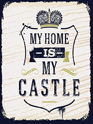 Ontrada Blechschild 30x40cm gewölbt My home is my Castle Deko Geschenk Schild