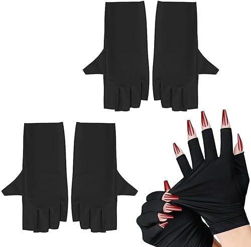 4Pcs UV Gloves for Gel Nails UV Protection Gloves for Girls Women Manicurist Beauty Enthusiast to Protect Hands From High Power Nail Lamps for Manicures Dryer of Home and Beauty Salon