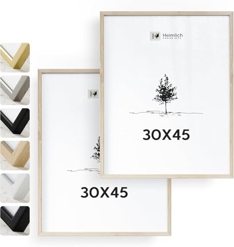 Heimlich Fotorahmen aus massivem Eichenholz – 30 x 45 cm, 2er-Pack | Heimlich® – Robuste Kleine Posterrahmen Aus Holz – Nur Wandhalterung