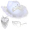 HIQIU 3 Stück Cowboy Hut Damen Set, Cowgirl Hut Damen mit Bandana Partybrille Accessoires Für Wilder Westen Kostü Karneval Mottoparty (Weiß)