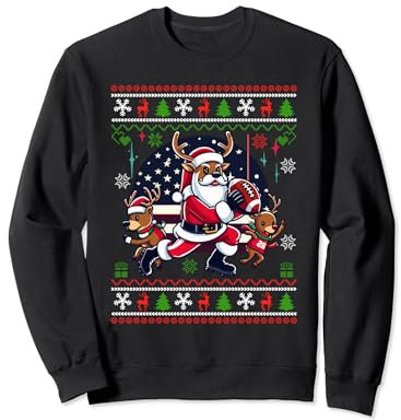 Santa Rentier Play American Football Ugly Christmas Sweater Sweatshirt