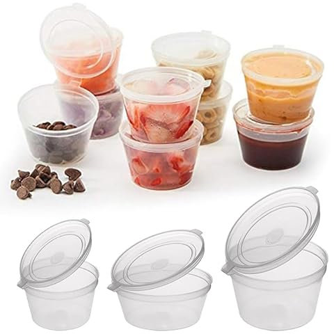Bag Market | 1000 x Hinged Lid Sauce Pots - Clear Plastic Container | 1oz, 2oz, 4oz, Takeaway/Paint/Wax/Chutney - Majestic (2oz)