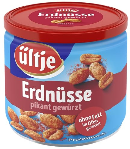 ültje Erdnüsse pikant gewürzt, ohne Fett geröstet, Dose, 24er Pack (24 x 180 g)