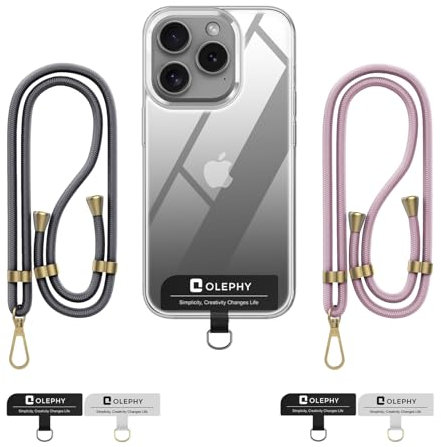 OLEPHY Handykette Universal zum umhängen für alle Smartphones, Handyband mit jeder Hülle kombinierbar, 2 Stück Schlüsselband Kette zum Umhängen mit 4 Stück Universelles Pad, (Grau+Roségold)