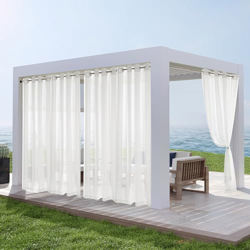 Deconovo Gardinen mit Ösen 2er Set H245 x B140 cm Transparent Vorhänge Gardinenschals Stores für Wohnzimmer Schlafzimmer Dekoschal, Weiß