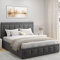 Blisswood Upholstered Ottoman Bed Double Bed Frame UKFR Velvet Grey Ottoman Storage Bed with Gas Lift End Opening Wooden Slats with Storage Bed (4ft6 Double, Grey, 145 x 204, No Mattress)