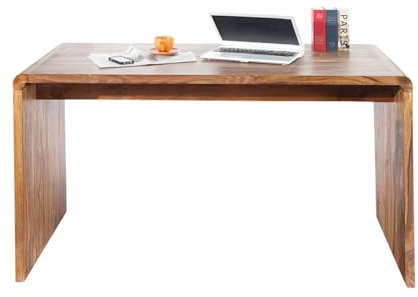 Riess Ambiente Massivholz Bürotisch CUBUS 120cm Natur Stone Finish Sheeshamholz Schreibtisch Tisch Holztisch Desk Wooden Desk