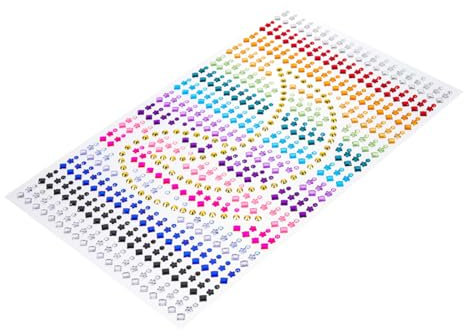 Healvian 1foglio Sticker Di Gemme Per Viso Strass Colorati Per Trucco Feste Festival e Cosplay Adesivi Riutilizzabili Per Decorazioni Viso e Manicure Perfetti Per Occasioni Speciali