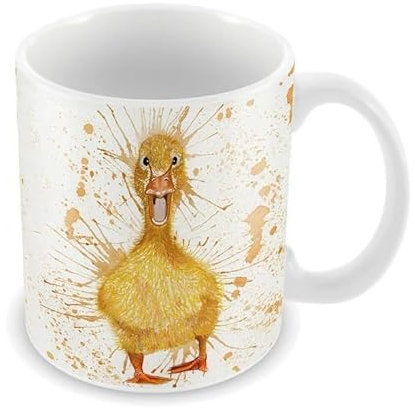 Wraptious Katherine Williams Yellow Splatter Duck Duckling Mug