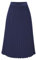 Faltenrock Damen Elegant Midi Plisseerock A-Linie Elastisch High Waist Swingrock Classic Tägliche (Blau,M)